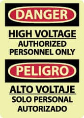 NMC - "Danger - High Voltage - Authorized Personnel Only", 14" Long x 10" Wide, Rigid Plastic Safety Sign - Rectangle, 0.05" Thick, Use for Accident Prevention - Americas Industrial Supply
