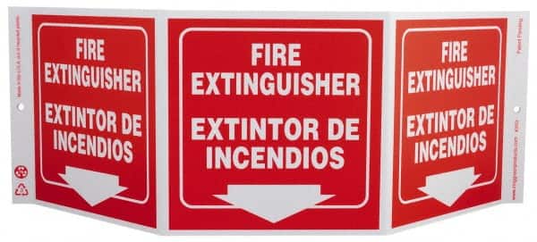 NMC - Fire Extinguisher, Rigid Plastic Fire Sign - 20" Wide x 7-1/2" High, English/Spanish - Americas Industrial Supply