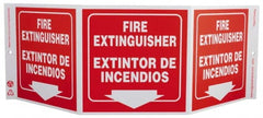 NMC - Fire Extinguisher, Rigid Plastic Fire Sign - 20" Wide x 7-1/2" High, English/Spanish - Americas Industrial Supply