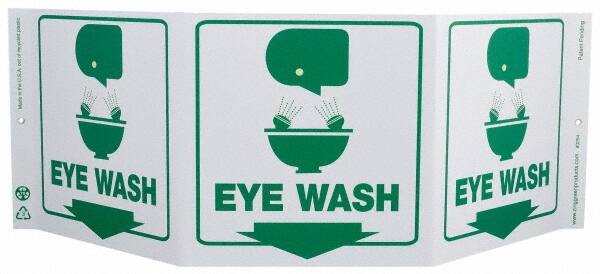 NMC - "Eye Wash", 7-1/2" Long x 20" Wide, Rigid Plastic Safety Sign - Rectangle, 0.01" Thick, Use for First Aid - Americas Industrial Supply