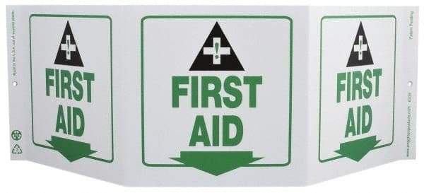NMC - "First Aid", 7-1/2" Long x 20" Wide, Rigid Plastic Safety Sign - Rectangle, 0.01" Thick, Use for First Aid - Americas Industrial Supply