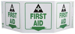 NMC - "First Aid", 7-1/2" Long x 20" Wide, Rigid Plastic Safety Sign - Rectangle, 0.01" Thick, Use for First Aid - Americas Industrial Supply