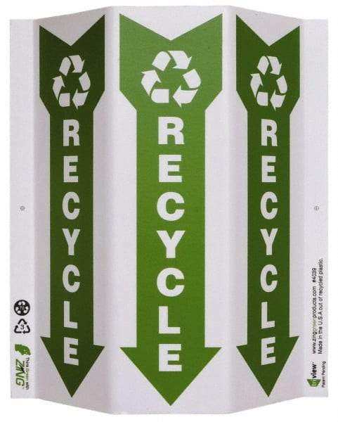 NMC - "Recycle", 12" Long x 9" Wide, Rigid Plastic Safety Sign - Rectangle, 0.01" Thick, Use for Restroom, Janitorial & Housekeeping - Americas Industrial Supply