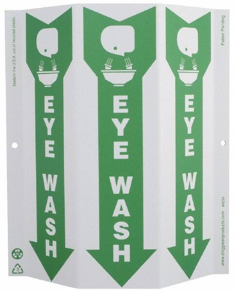 NMC - "Eye Wash", 12" Long x 9" Wide, Rigid Plastic Safety Sign - Rectangle, 0.01" Thick, Use for First Aid - Americas Industrial Supply
