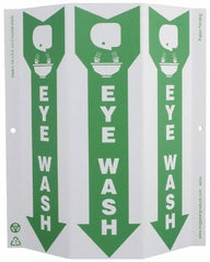 NMC - "Eye Wash", 12" Long x 9" Wide, Rigid Plastic Safety Sign - Rectangle, 0.01" Thick, Use for First Aid - Americas Industrial Supply