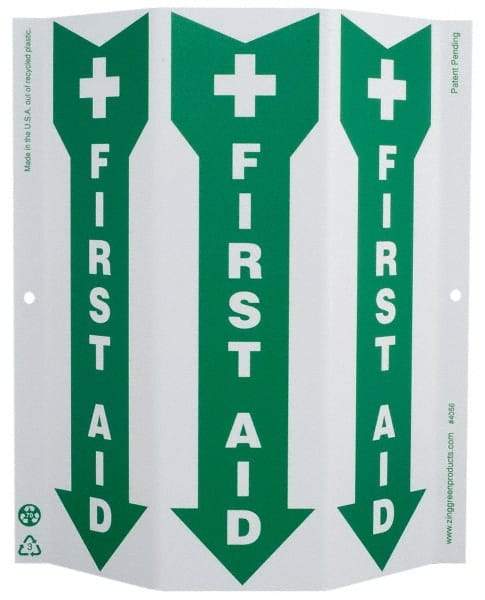 NMC - "First Aid", 12" Long x 9" Wide, Rigid Plastic Safety Sign - Rectangle, 0.01" Thick, Use for First Aid - Americas Industrial Supply