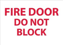 NMC - Fire Door - Do Not Block, Aluminum Fire Sign - 10" Wide x 7" High - Americas Industrial Supply