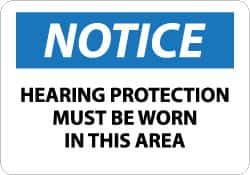 NMC - "Notice - Hearing Protection Must Be Worn in This Area", 10" Long x 14" Wide, Aluminum Safety Sign - Rectangle, 0.04" Thick, Use for Accident Prevention - Americas Industrial Supply