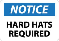 NMC - "Notice - Hard Hats Required", 10" Long x 14" Wide, Aluminum Safety Sign - Rectangle, 0.04" Thick, Use for Accident Prevention - Americas Industrial Supply
