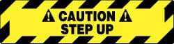 NMC - Caution - Step Up, Anti-Skid Pressure-Sensitive Vinyl Floor Sign - Rectangle, Black on Yellow, Adhesive Backed, For Accident Prevention - Americas Industrial Supply