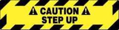 NMC - Caution - Step Up, Anti-Skid Pressure-Sensitive Vinyl Floor Sign - Rectangle, Black on Yellow, Adhesive Backed, For Accident Prevention - Americas Industrial Supply