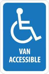 NMC - "Van Accessible", "Handicapped Symbol", 12" Wide x 18" High, Aluminum ADA Signs - 0.08" Thick, White on Blue, Engineer Grade Reflectivity, Rectangle, Post Mount - Americas Industrial Supply