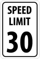 NMC - "Speed Limit 30", 18" Wide x 24" High, Aluminum Speed Limit Signs - 0.08" Thick, Black on White, High Intensity Reflectivity, Rectangle, Post Mount - Americas Industrial Supply