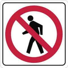 NMC - "Strike on Pedestrian Crossing", 24" Wide x 24" High, Aluminum Pedestrian Crossing Signs - 0.08" Thick, Red & Black on White, Engineer Grade Reflectivity, Square, Post Mount - Americas Industrial Supply