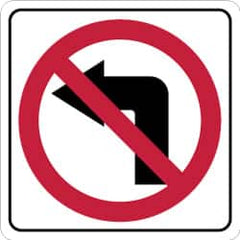 NMC - "Strike on Left Arrow", 24" Wide x 24" High, Aluminum Traffic Control Signs - 0.08" Thick, Red & Black on White, High Intensity Reflectivity, Square, Post Mount - Americas Industrial Supply