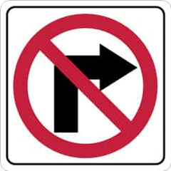 NMC - "Strike on Right Arrow", 24" Wide x 24" High, Aluminum Traffic Control Signs - 0.08" Thick, Red & Black on White, Engineer Grade Reflectivity, Square, Post Mount - Americas Industrial Supply