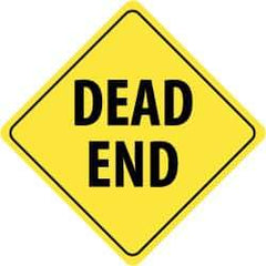 NMC - "Dead End", 24" Wide x 24" High, Aluminum Traffic Control Signs - 0.08" Thick, Black on Yellow, Engineer Grade Reflectivity, Diamond, Post Mount - Americas Industrial Supply