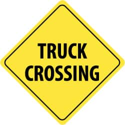 NMC - "Truck Crossing", 24" Wide x 24" High, Aluminum Traffic Control Signs - 0.08" Thick, Black on Yellow, High Intensity Reflectivity, Diamond, Post Mount - Americas Industrial Supply