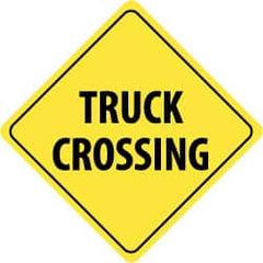 NMC - "Truck Crossing", 24" Wide x 24" High, Aluminum Traffic Control Signs - 0.08" Thick, Black on Yellow, High Intensity Reflectivity, Diamond, Post Mount - Americas Industrial Supply
