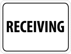 NMC - "Receiving", 24" Wide x 18" High, Aluminum Parking Lot Traffic Signs - 0.08" Thick, Black on White, High Intensity Reflectivity, Rectangle, Post Mount - Americas Industrial Supply