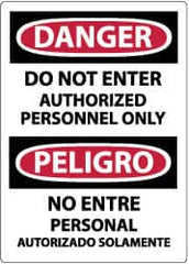 NMC - Security & Admittance Label, Header: DANGER - Legend: Danger - Do Not Enter - Authorized Personnel Only, English & Spanish, Black, Red & White, 3" Long x 5" High, Sign Muscle Finish - Americas Industrial Supply