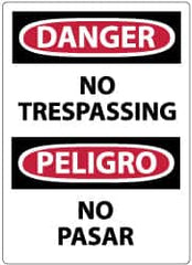 NMC - Security & Admittance Label, Header: DANGER - Legend: Danger - No Trespassing, English & Spanish, Black, Red & White, 3" Long x 5" High, Sign Muscle Finish - Americas Industrial Supply