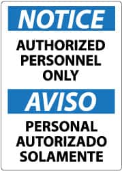 NMC - "Notice - Authorized Personnel Only", 20" Long x 14" Wide, Rigid Plastic Safety Sign - Rectangle, 0.05" Thick, Use for Security & Admittance - Americas Industrial Supply