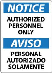 NMC - "Notice - Authorized Personnel Only", 20" Long x 14" Wide, Pressure-Sensitive Vinyl Safety Sign - Rectangle, 0.004" Thick, Use for Security & Admittance - Americas Industrial Supply