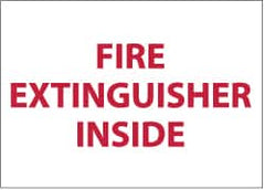 NMC - Fire Extinguisher Inside, Pressure Sensitive Vinyl Fire Sign - 5" Wide x 3" High - Americas Industrial Supply