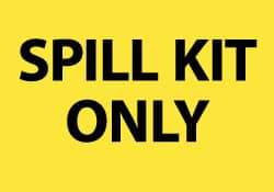 NMC - Hazardous Materials Label - Legend: Spill Kit Only, English, Black & Yellow, 5" Long x 3" High, Sign Muscle Finish - Americas Industrial Supply