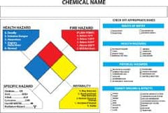 NMC - "Chemical Name", 5" Long x 7" Wide, Pressure-Sensitive Vinyl Safety Sign - Rectangle, 0.004" Thick, Use for Hazardous Materials - Americas Industrial Supply