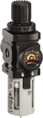 ARO/Ingersoll-Rand - 1/4" NPT Port Miniature 1 Piece Filter/Regulator FRL Unit - Polycarbonate Bowl, 47 SCFM, 150 Max psi, 6.89" High x 1.575" Long, Automatic Drain - Americas Industrial Supply