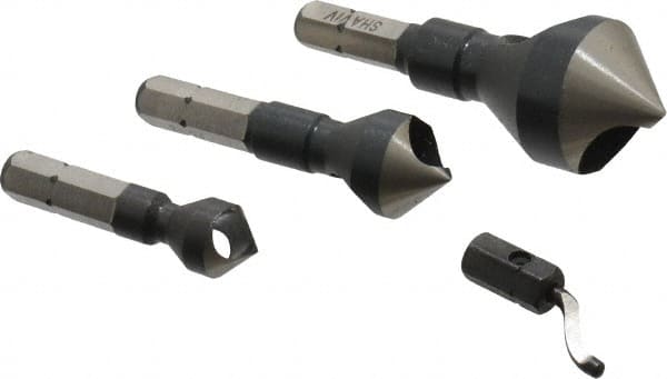 Vargus - 4 Piece, 5/16 to 13/16" Head Diam, Single End Countersink Set - Americas Industrial Supply