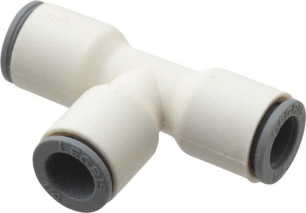 Parker - 1/4" OD, Bio-Sourced Nylon 11 Push-to-Connect Union Tee - 230 Max psi, White - Americas Industrial Supply