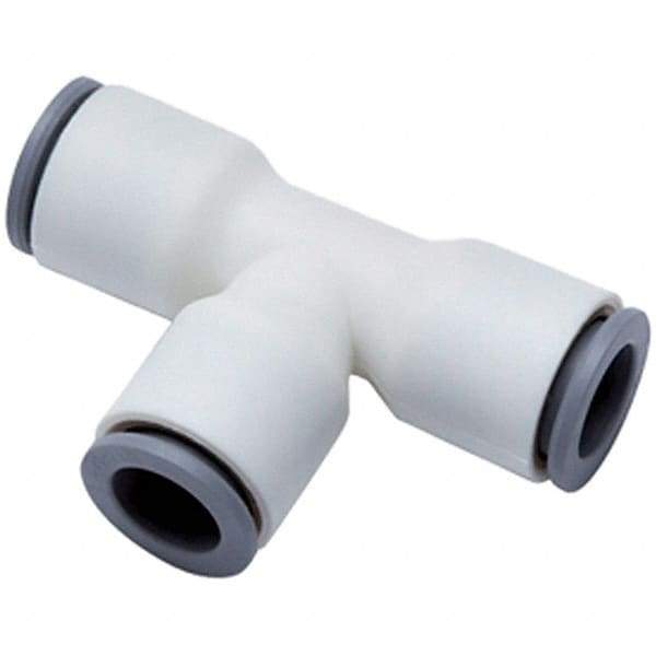 Parker - 1/2" OD, Bio-Sourced Nylon 11 Push-to-Connect Union Tee - 160 Max psi, White - Americas Industrial Supply