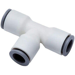 Parker - 1/2" OD, Bio-Sourced Nylon 11 Push-to-Connect Union Tee - 160 Max psi, White - Americas Industrial Supply