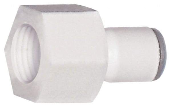 Parker - 3/8" OD, 3/8 NPTF, Bio-Sourced Nylon 11 Push-to-Connect Female Connector - 190 Max psi, White - Americas Industrial Supply