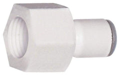 Parker - 3/8" OD, 3/8 NPTF, Bio-Sourced Nylon 11 Push-to-Connect Female Connector - 190 Max psi, White - Americas Industrial Supply