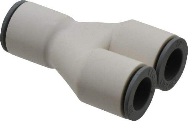 Parker - 1/2" OD, Bio-Sourced Nylon 11 Push-to-Connect Union Y - 160 Max psi, White - Americas Industrial Supply