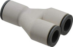 Parker - 1/2" OD, Bio-Sourced Nylon 11 Push-to-Connect Union Y - 160 Max psi, White - Americas Industrial Supply