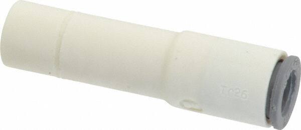 Parker - 1/4 x 3/8" OD, Bio-Sourced Nylon 11 Push-to-Connect Plug-In Reducer - 230 Max psi, 3/8" Stem Diam, White - Americas Industrial Supply