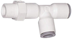 Parker - 3/8" OD, 3/8 NPTF, Bio-Sourced Nylon 11 Push-to-Connect Male Swivel Run Tee - 190 Max psi, White - Americas Industrial Supply