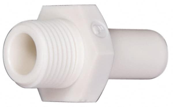 Parker - 3/8" OD, 1/4 NPTF, Bio-Sourced Nylon 11 Push-to-Connect Stem Adapter - 190 Max psi, White - Americas Industrial Supply