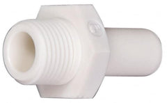 Parker - 3/8" OD, 3/8 NPTF, Bio-Sourced Nylon 11 Push-to-Connect Stem Adapter - 190 Max psi, White - Americas Industrial Supply