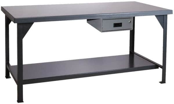 Durham - 72 Wide x 36" Deep x 34" High, Steel Workbench - Rolled Edge, Fixed Legs - Americas Industrial Supply