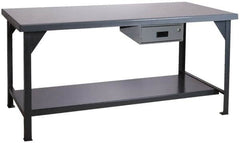 Durham - 48 Wide x 30" Deep x 34" High, Steel Workbench - Rolled Edge, Fixed Legs - Americas Industrial Supply