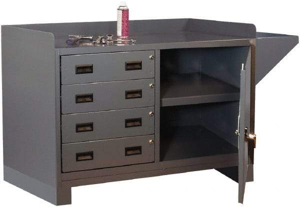 Durham - 4 Drawer, 1 Shelf Industrial Workstation - 2,000 Lb Capacity, Gray, 60" Wide x 38" High - Americas Industrial Supply