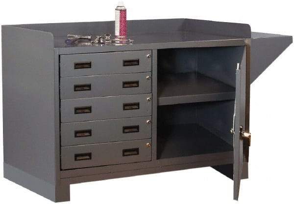 Durham - 5 Drawer, 1 Shelf Industrial Workstation - 2,000 Lb Capacity, Gray, 60" Wide x 38" High - Americas Industrial Supply