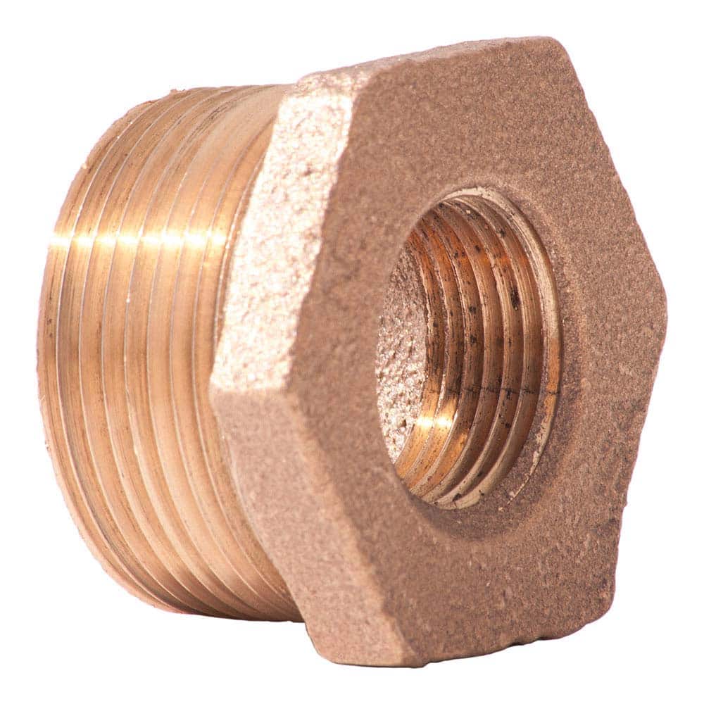 Merit Brass - Brass & Chrome Pipe Fittings Type: Hex Bushing Fitting Size: 1/2 x 1/8 - Americas Industrial Supply