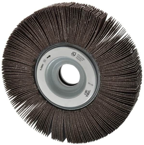 Merit Abrasives - 6" Diam, 120 Grit Aluminum Oxide Unmounted Flap Wheel - 1" Hole, 1" Wide, Coated, Fine Grade, 6,000 Max RPM , Cloth Backing - Americas Industrial Supply